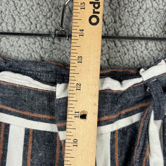 Banana Republic Pants Womens Sz 4 Blake Crop Striped Wide Leg Linen Blend Belted - Picture 6 of 13